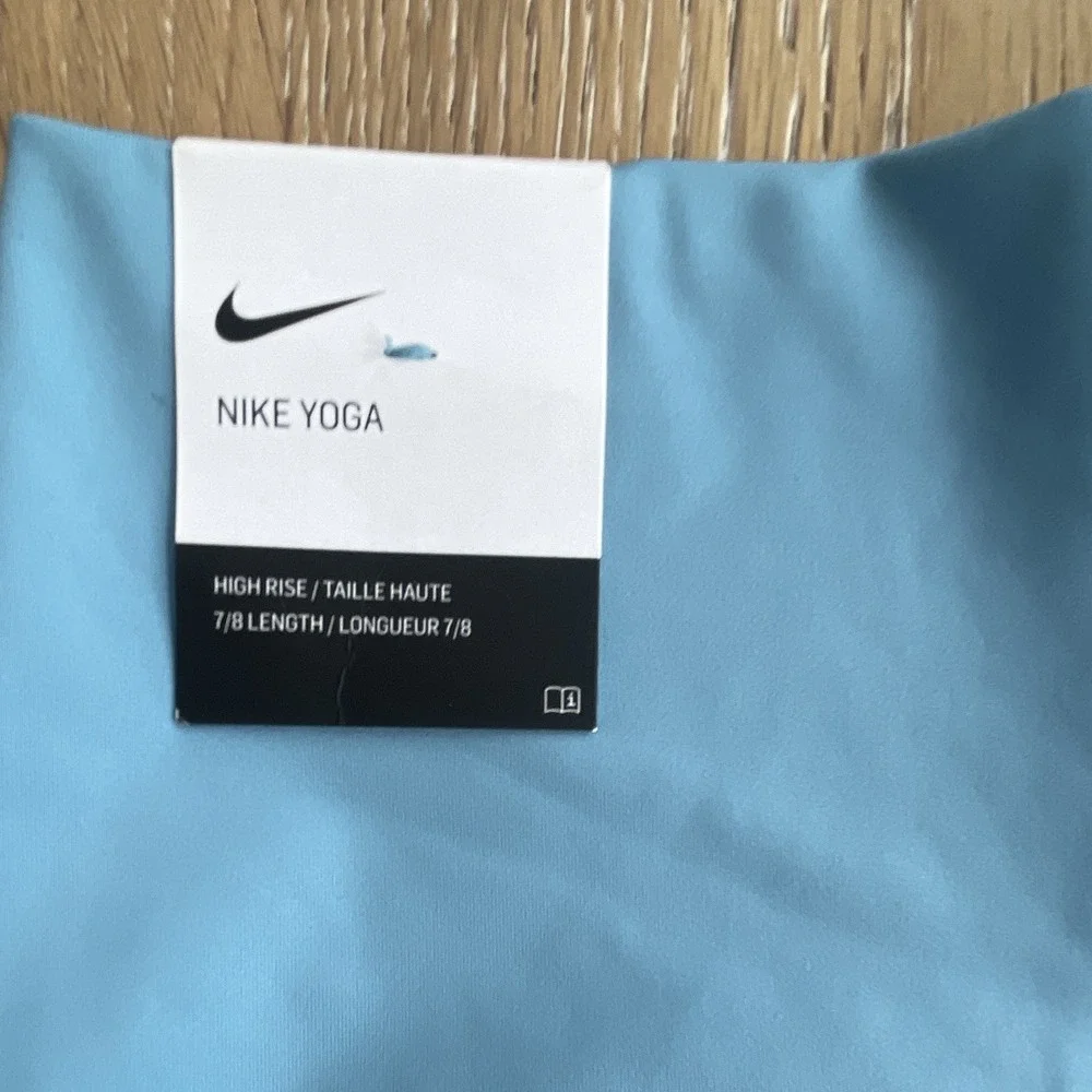 Nike Yoga Dri-FIT High Rise 7/8 Ankle Leggings L Blue‎ Solid Logo